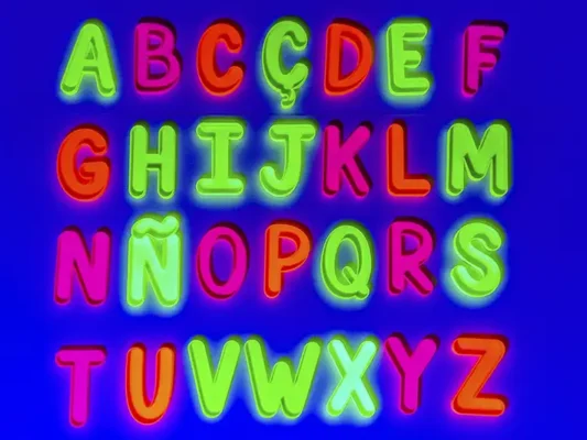 letras rellenables fluorescentes mayusculas