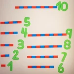 Barras rojas y azules Montessori