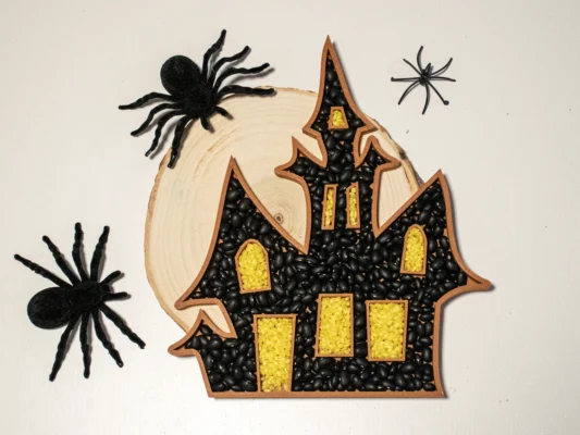 bandeja sensorial rellenable Halloween castillo