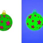 Adornos árbol de Navidad fluorescentes para luz negra