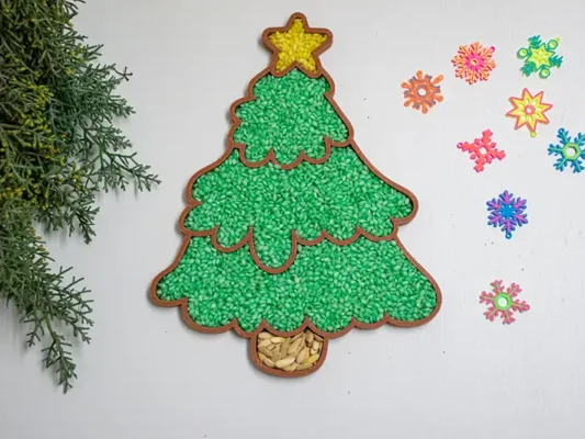 Bandeja sensorial rellenable arbol de Navidad