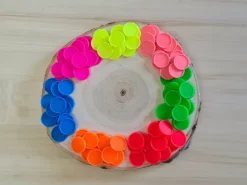 fichas para bingo - discos de colores fluorescentes - contadores fluorescentes