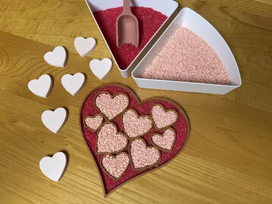 bandeja sensorial rellenable corazon