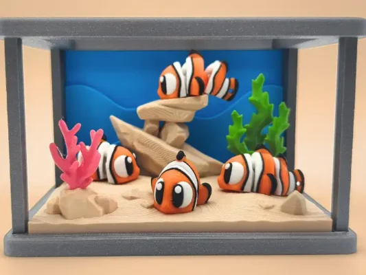 mini animal articulado 3d - pez payaso