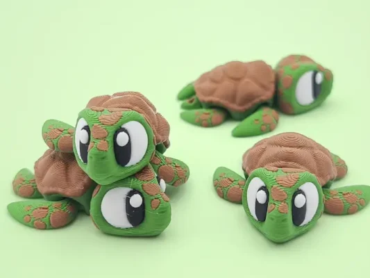 mini animal articulado 3d - tortuga marina