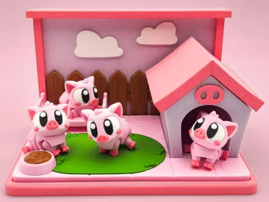 animales articulados 3d_animales de la granja_ cerdo