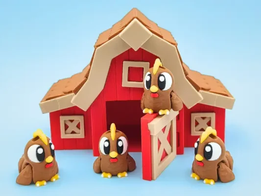 animales articulados 3d_animales de la granja_ gallina