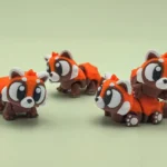 mini oso panda rojo en 3d articulado