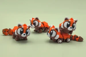 mini oso panda rojo en 3d articulado