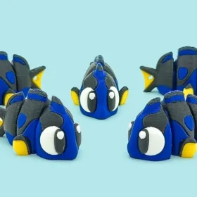 Pez cirujano azul articulado en 3D