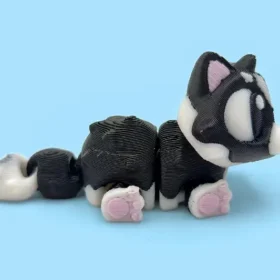 gato blanco y negro articulado en 3D