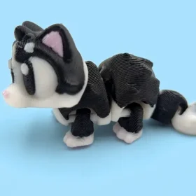 gato blanco y negro articulado en 3D