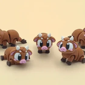 vaca marrón articulada en 3D